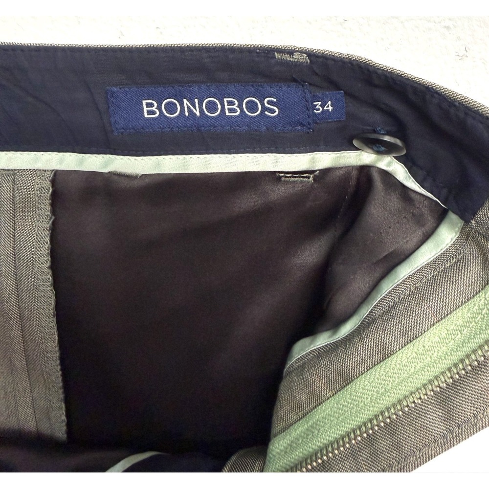 Bonobos 34x34 Gray Herringbone Overcheck Wool Dress Pants USA Athletic Straight - Picture 8 of 11